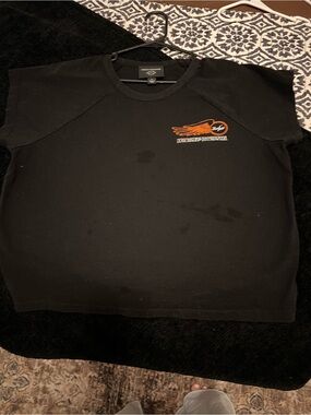 Harley-Davidson Black Tee with Orange Wing Logo